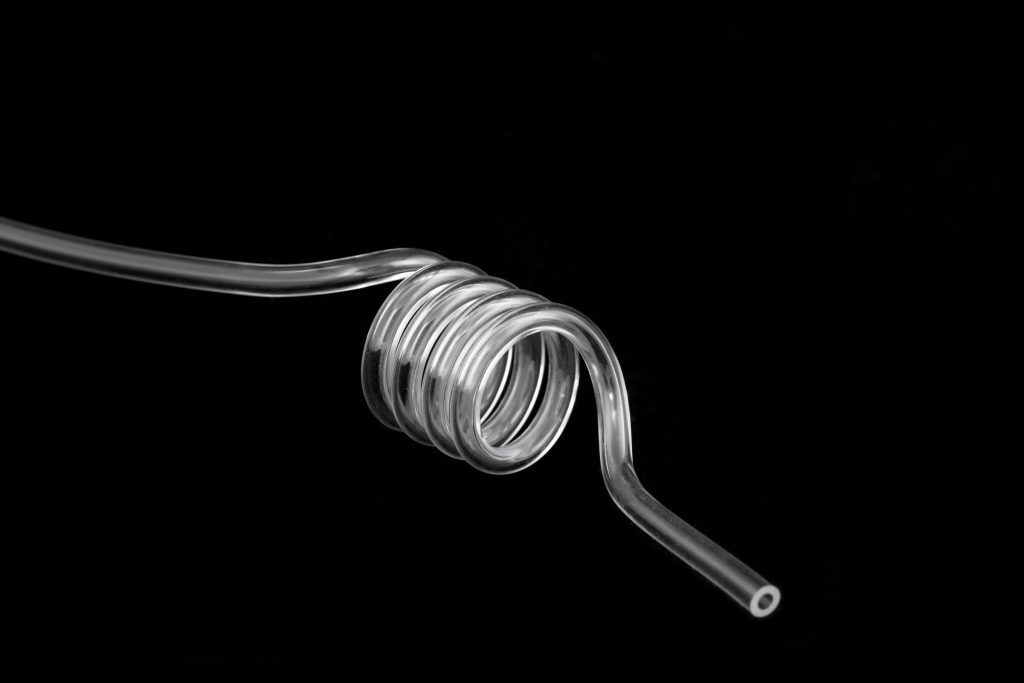clear coiled pigtail formed tube
