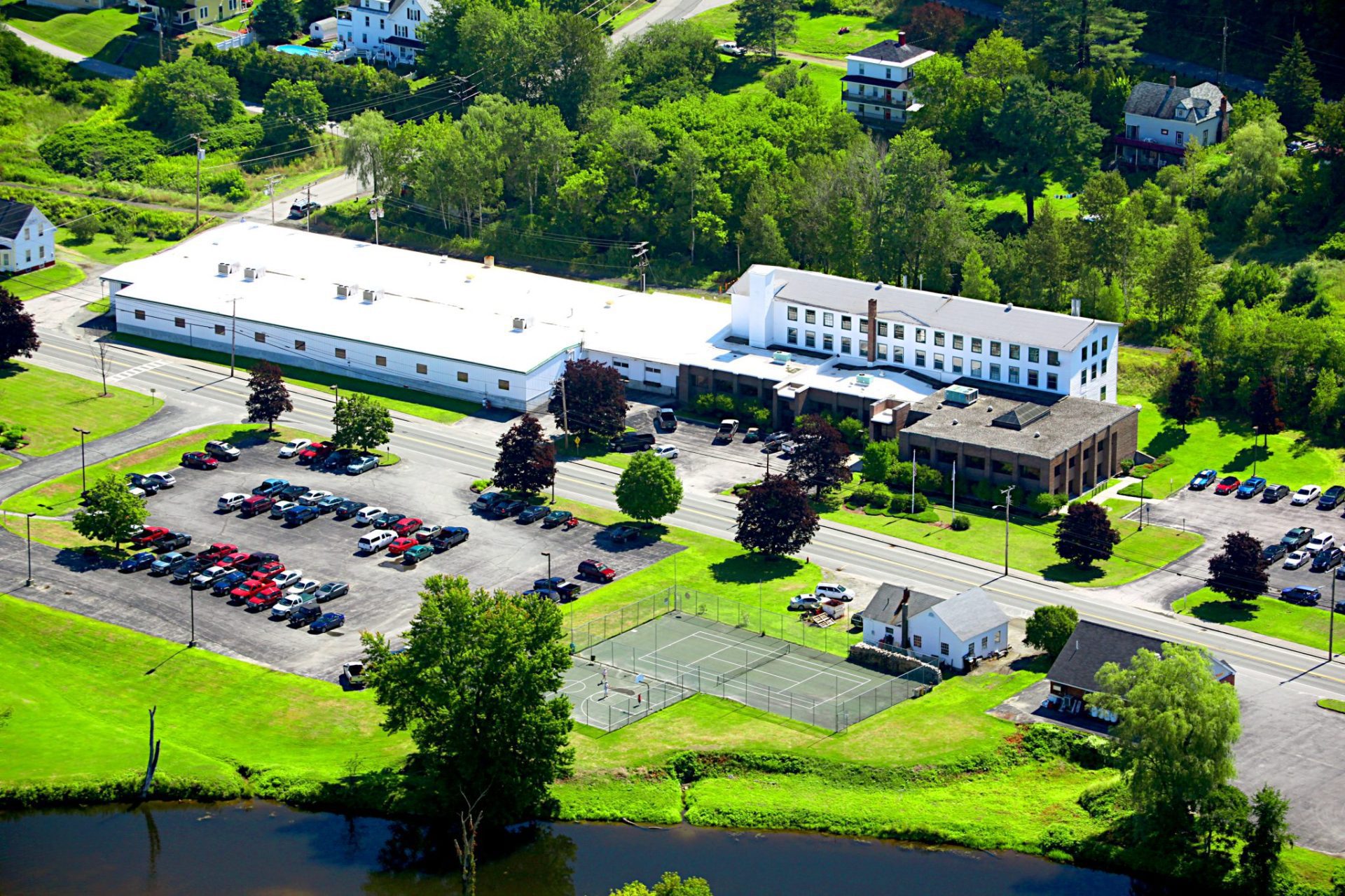 Aerial image of the facilities and grounds of New England Tubing Technologies