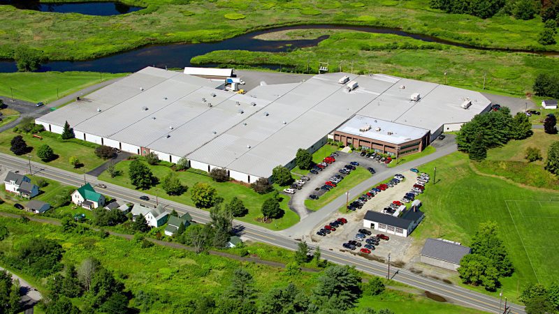 aerial image of New England Wire Technologies in Lisbon, NH USA in the summertime