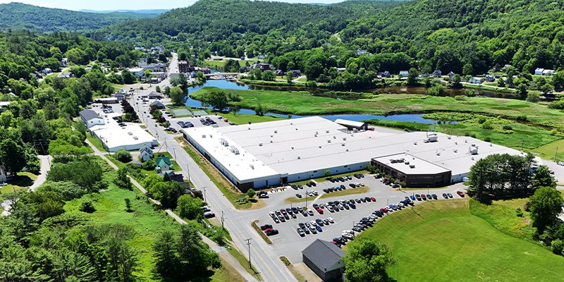 Aerial image of New England Wire campus in Lisbon, NH