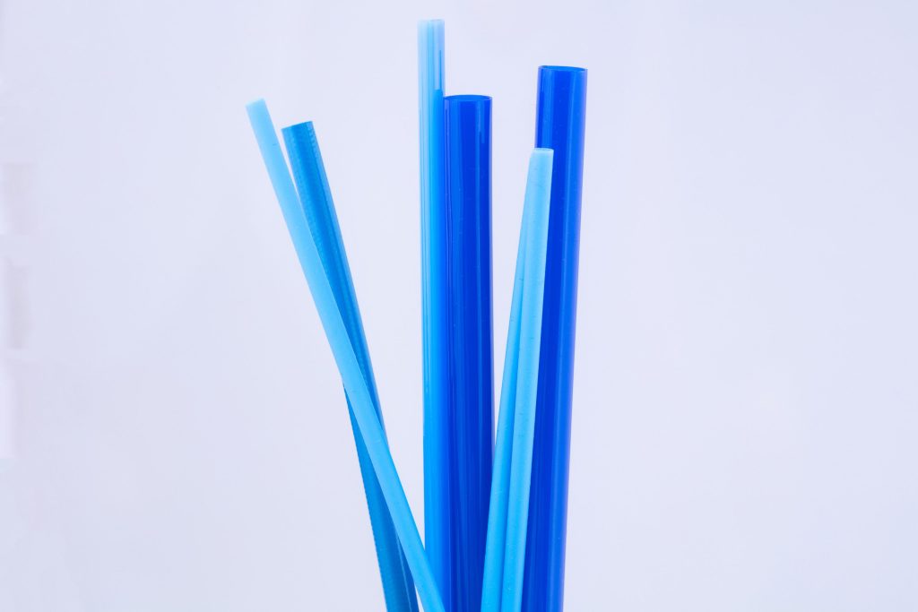 group pf blue unreinforced tubes